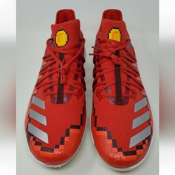 Adidas Red Icon V-8 Bit Baseball Cleats Men's Size 13 F34690 Minecraft New - Picture 8 of 12